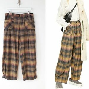 Free People | Birch Wide Leg Plaid Pant in Moss